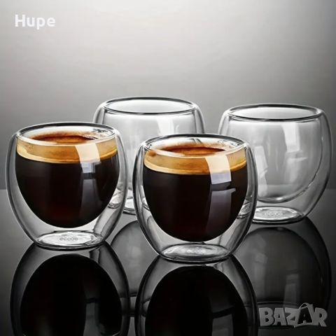 6бр. Стъклени чаши за еспресо, снимка 1 - Чаши - 46400052