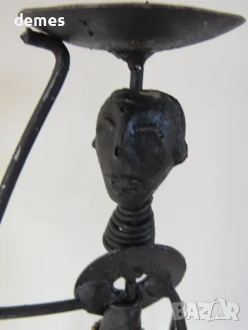 Елегантен метален свещник с пясъчна мъниста, Етиопия, снимка 4 - Декорация за дома - 49691621