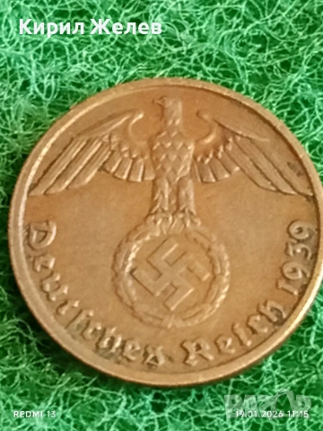 Две монети 1 райхсфенинг 1939г. Трети Райх Германия с свастика 53325, снимка 7 - Нумизматика и бонистика - 53148412