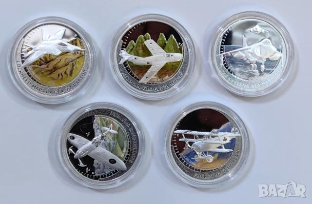 5 броя х 1 оз. Тувалу 2005 г. Изтребители, снимка 2 - Нумизматика и бонистика - 51141021