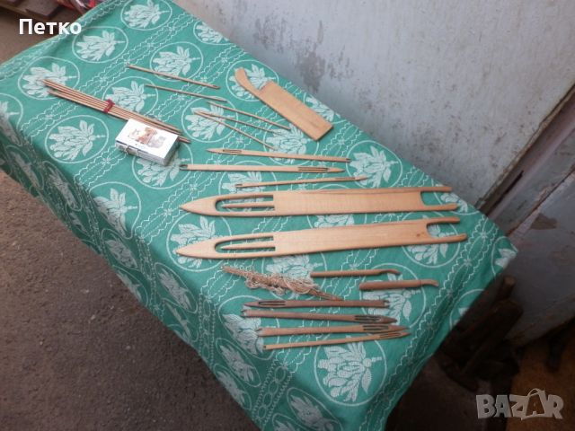 Стари  дървени инструменти за плетене комплект, снимка 1 - Антикварни и старинни предмети - 46469430