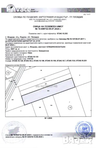 Земеделска Земя с. Ягодово 8421кв.м Категория 3, снимка 1 - Земеделска земя - 48773056