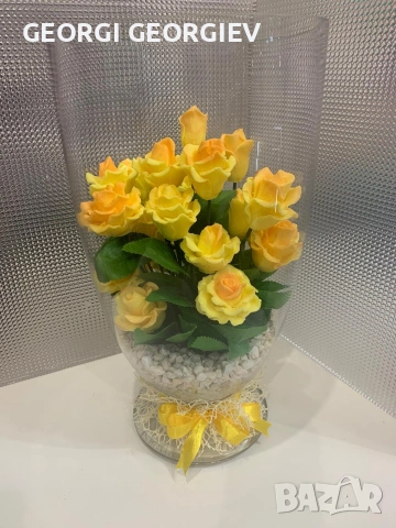 цветя изработени с глицеринов ароматен сапун и Българска роза 🌹 Стара Загора Център ., снимка 8 - Изкуствени цветя - 53463302