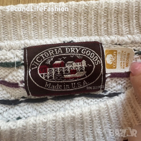 Винтидж памучен пуловер Victoria Dry Goods размер М, снимка 2 - Пуловери - 53809470