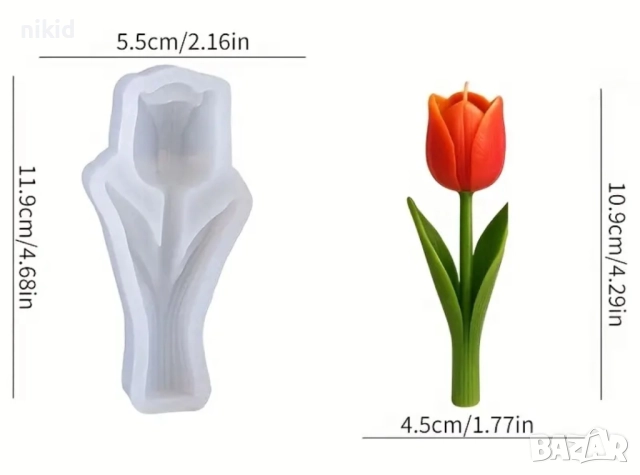 3D  роза лале зюмбюл право голямо цвете силиконов молд форма за фондан смола шоколад гипс свещ декор, снимка 6 - Форми - 52407088