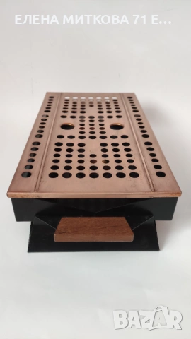 Винтидж уред за затопляне на храна от желязо и мед с дървени странични дръжки, снимка 3 - Антикварни и старинни предмети - 54139972