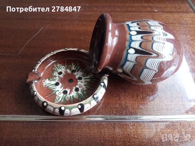 Комплект керамична ваза и пепелник от социализма , снимка 2 - Вази - 45455544