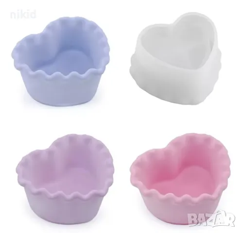 Къдраво сърце висока купичка кашпа саксия силиконов молд форма шоколад гипс смола декор, снимка 2 - Форми - 50214288