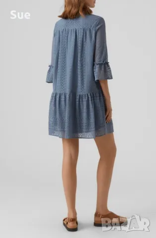 Дамска синя бохо дантелена лятна рокля Vero moda Нова с етикет, снимка 7 - Рокли - 49738087