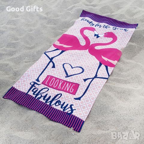 Дамска плажна кърпа Фламинго Looking Fabulous., снимка 3 - Хавлиени кърпи - 45974502