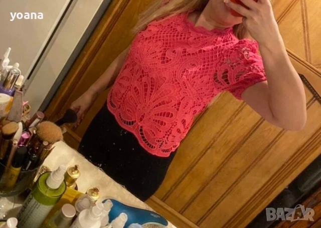 Нова блуза с дантела розова, снимка 3 - Корсети, бюстиета, топове - 45753044