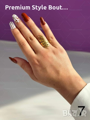 Хубав дамски златист пръстен тип змия от медицинска стомана, снимка 9 - Пръстени - 53898805