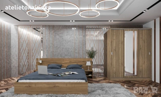 Спален комплект Сити 7074 тъмна сонома или орех адмирал, снимка 2 - Спални и легла - 49918324