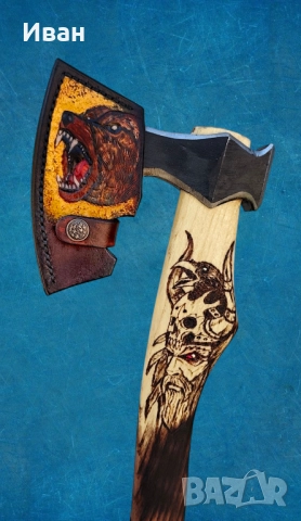 Брадва Мечка ръчна изработка топор секира подарък за мъж , снимка 8 - Ножове - 52203318