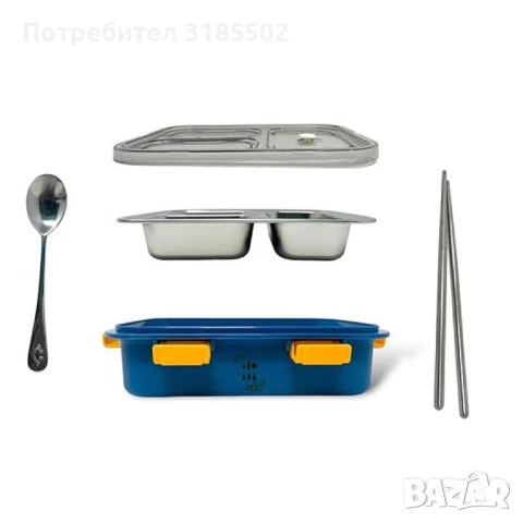 Кутия за храна подходяща и за бебешка храна. Изработена със стомана тип 304. Подходяща е за миене в 