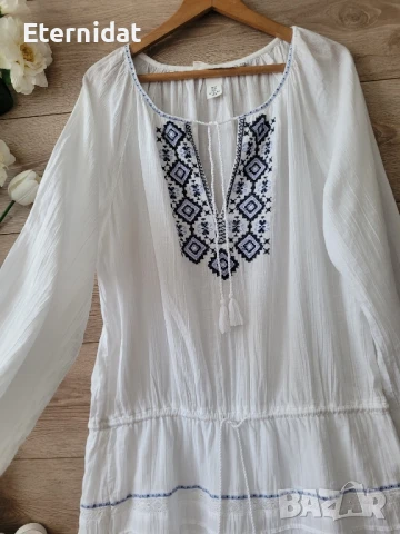 Бяла рокля с бродерии H&M , снимка 7 - Рокли - 51291172