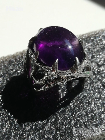 Сребърен пръстен с Аметист , снимка 6 - Пръстени - 51688781