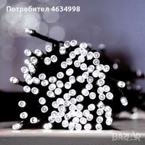 Соларни коледни лампички 12 метра , 100 лампи  5 програми , 4 цвята по избор, снимка 4 - Лед осветление - 52235591