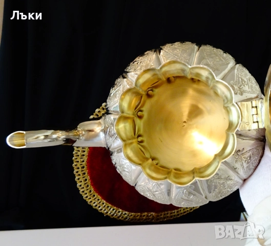 Посребрен марокански бронзов чайник 2 л.,1.1 кг. , снимка 8 - Антикварни и старинни предмети - 51597461