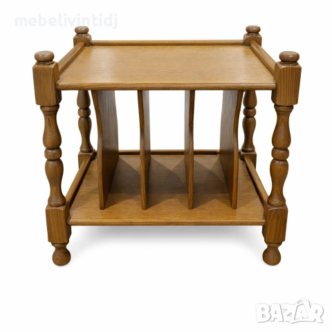 Винтидж дървена поставка за винилови плочи, снимка 2 - Скринове - 53557516