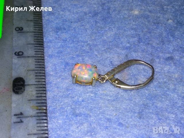 СКЪПОЦЕННА СРЕБЪРНА ОБЕЦА СРЕБРО 925 с ЕСТЕСТВЕН АВСТРАЛИЙСКИ КРИСТАЛЕН ОПАЛ 43855, снимка 11 - Обеци - 45799799