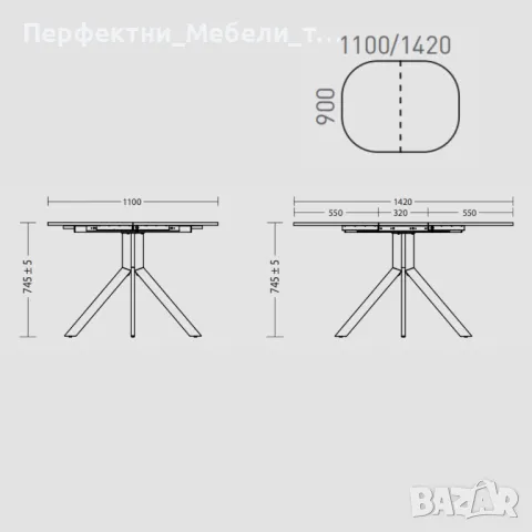 Разтегателна елипса 110 до 140 см.компактна икономична трапезна маса с избор на плот по поръчка, снимка 7 - Маси - 47448566