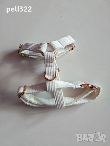 Нагръдник за куче бяло и златно, размер S