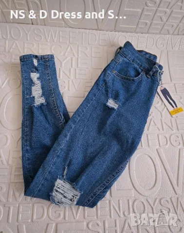 Дамски дънки Slim с накъсан ефект , снимка 5 - Дънки - 50013917