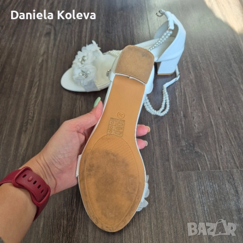 Сватбени (булченски) обувки - 5.4 см, снимка 4 - Дамски елегантни обувки - 52502275