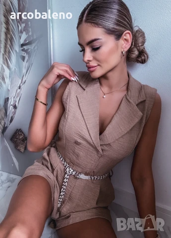 Дамски къс гащеризон с колан MIRABELLA    , снимка 6 - Гащеризони - 50704817