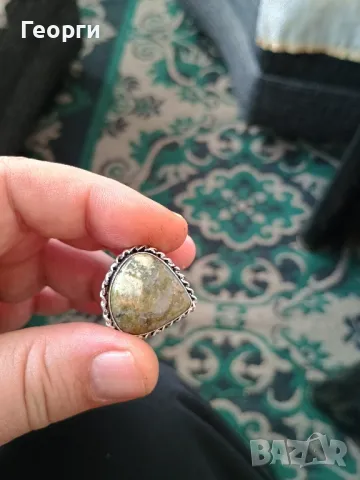 Пръстен с епидот, снимка 2 - Пръстени - 50098753