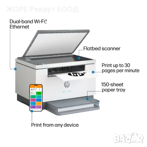 Лазерен принтер HP LaserJet , снимка 3 - Принтери, копири, скенери - 47968936