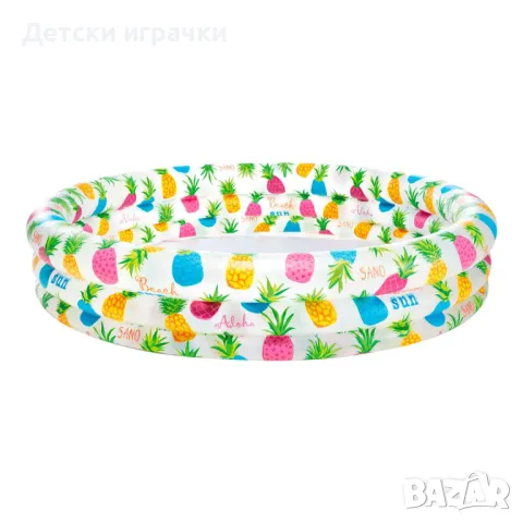 Басейн надуваем Intex, 3-Ring, 132 x 28 см, PVC, ананас, за деца, снимка 2 - Басейни и аксесоари - 49925818