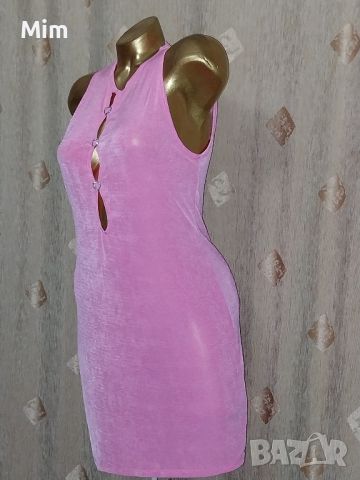  NLYONE L Розова еластична рокля , снимка 5 - Рокли - 45775268