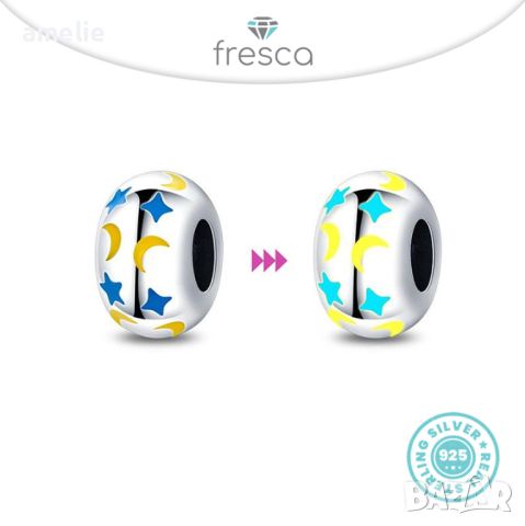 Намаление -20%! Талисман Fresca по модел тип Пандора 925 Pandora Moon and Stars, снимка 1 - Гривни - 42249175