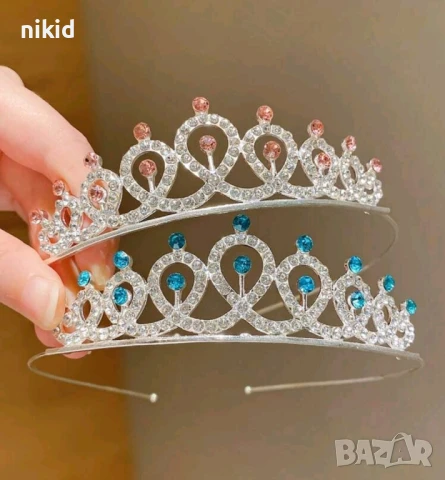 2 цвята сребриста корона венец тиара с камъчета детска дамска