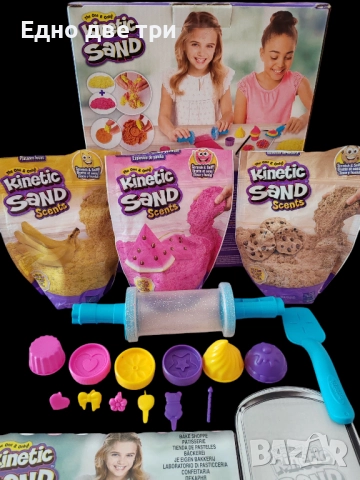 Комплект с кинетичен пясък Kinetic Sand Сладкиши.+ 3 пакета пясък Несъхнещ, снимка 3 - Образователни игри - 51537304
