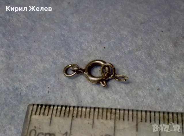 СТАРА СРЕБЪРНА ЗАКОПЧАЛКА СРЕБРО 925 с БЯЛА ПОЗЛАТА КАРАБИНКА За ГРИВНА КОЛИЕ ВЕРИЖКА 49937, снимка 3 - Други - 49517773