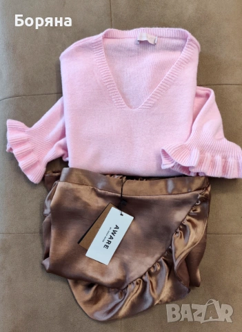 Aware by Vero Moda нова сатенирана пола с къдръчка, снимка 7 - Поли - 54080222