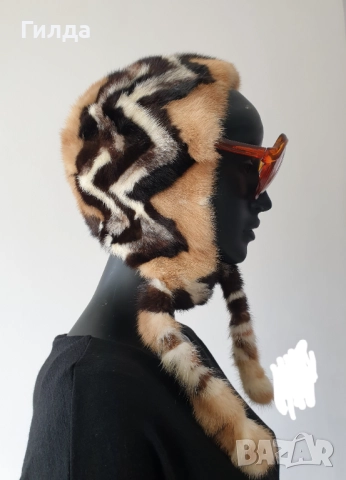 шапка естествен косъм норка визон S, снимка 6 - Шапки - 52751253