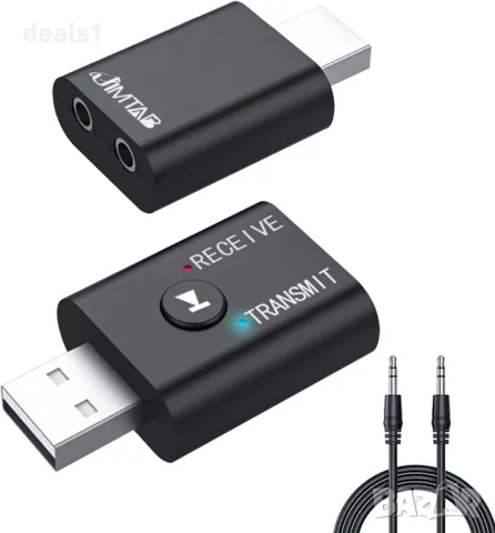 Jimtab USB Bluetooth адаптер Bluetooth 5.0 За Телевизия Домашно стерео Автомобилно стерео Слушалки , снимка 1 - Друга електроника - 47703430