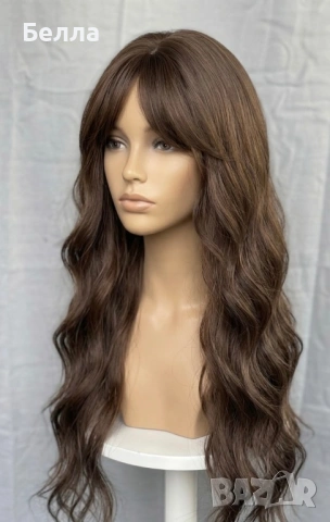 НОВА Кафява естествена перука! 100% високо качество, снимка 2 - Аксесоари за коса - 54083817