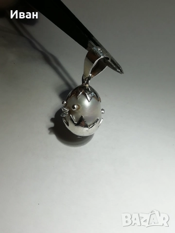 Сребърна висулка с перла , снимка 2 - Колиета, медальони, синджири - 51822919