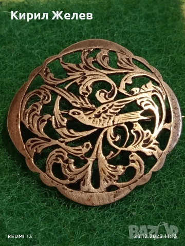 Винтидж сребърна брошка Ар Нуво филигранна изработка 49849