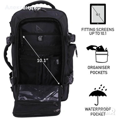 Aerolite раница/чанта/кабинен багаж 40x20x25cm одобрена от всички аеролинии с USB порт за зареждане, снимка 4 - Раници - 54169444