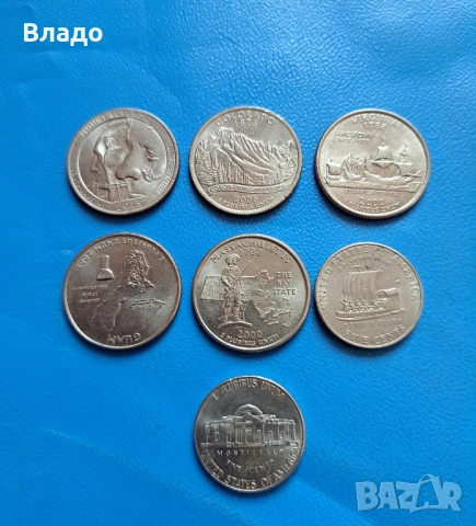 Лот юбилейни куотъри + 5 цента САЩ, снимка 2 - Нумизматика и бонистика - 51596098