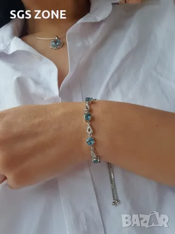 Уникален Медальон с топаз Небесно синьо, снимка 6 - Колиета, медальони, синджири - 49825022