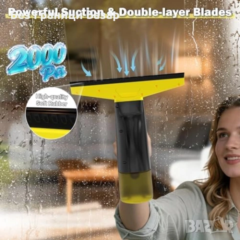 Нова Електрическа чистачка за прозорци 2000 Pa с 2 микрофибърни кърпи, снимка 2 - Други стоки за дома - 53876648