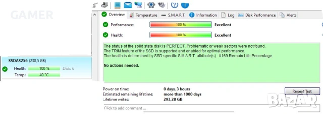 SSD диск, 240GB / 256GB,  100% здраве и производителност, снимка 9 - Твърди дискове - 53098372