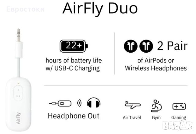 TwelveSouth AirFly Duo Bluetooth 3.5mm Headphone Adapter, снимка 4 - Слушалки, hands-free - 46553422